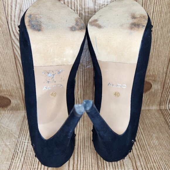 ALDO Michelino Black Studded Platform Pump Heels Size 40 / 9 - Picture 7 of 9